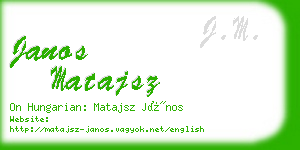 janos matajsz business card